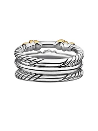 Petite Helena Wrap Three Row Ring Sterling Silver with 18K Yellow Gold and Diamonds
