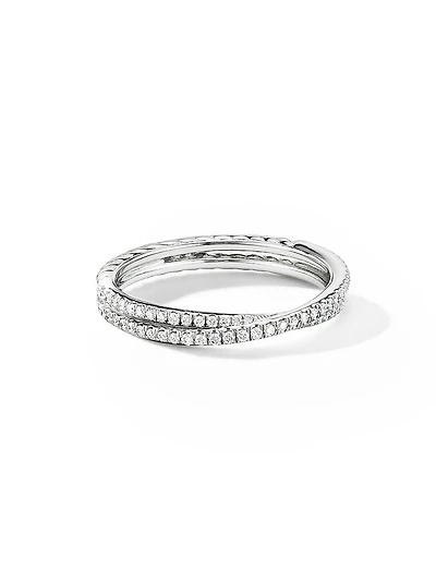 DY Crossover Micro Pavé Band Ring In Platinum