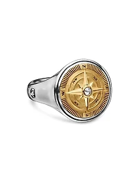 Maritime Compass Signet Ring Sterling Silver