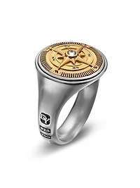 Maritime Compass Signet Ring Sterling Silver
