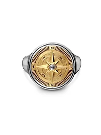 Maritime Compass Signet Ring Sterling Silver