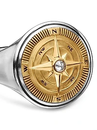 Maritime Compass Signet Ring Sterling Silver