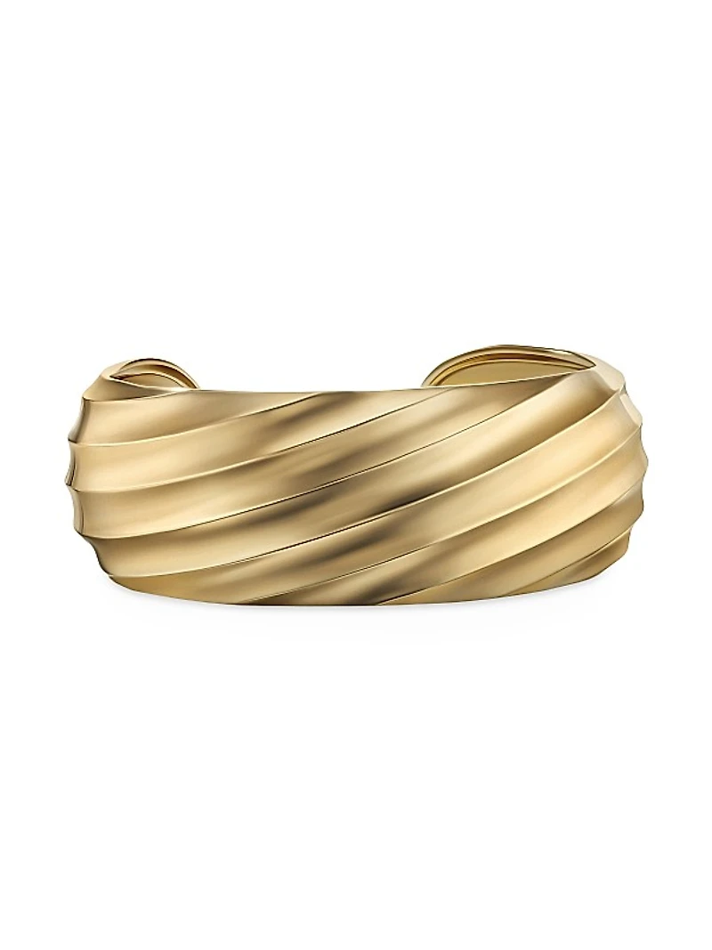 Cable Edge Cuff Bracelet In 18K Yellow Gold