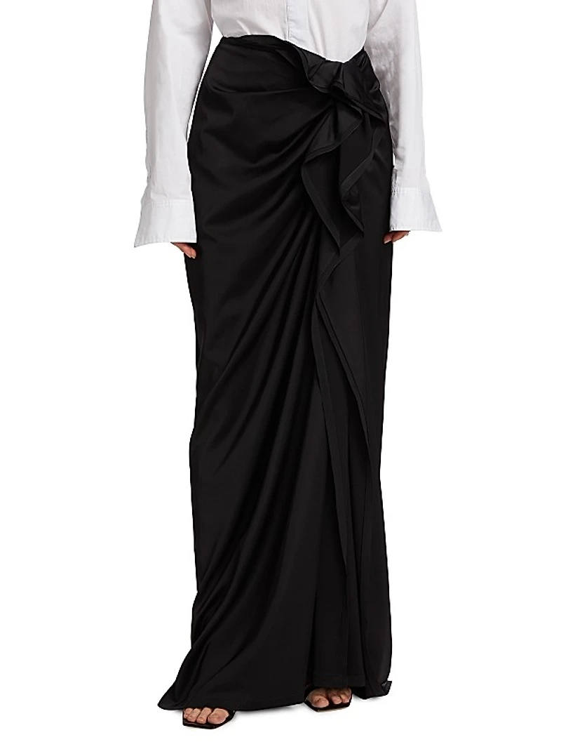 Draped Satin Maxi Skirt