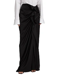 Draped Satin Maxi Skirt