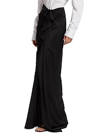 Draped Satin Maxi Skirt