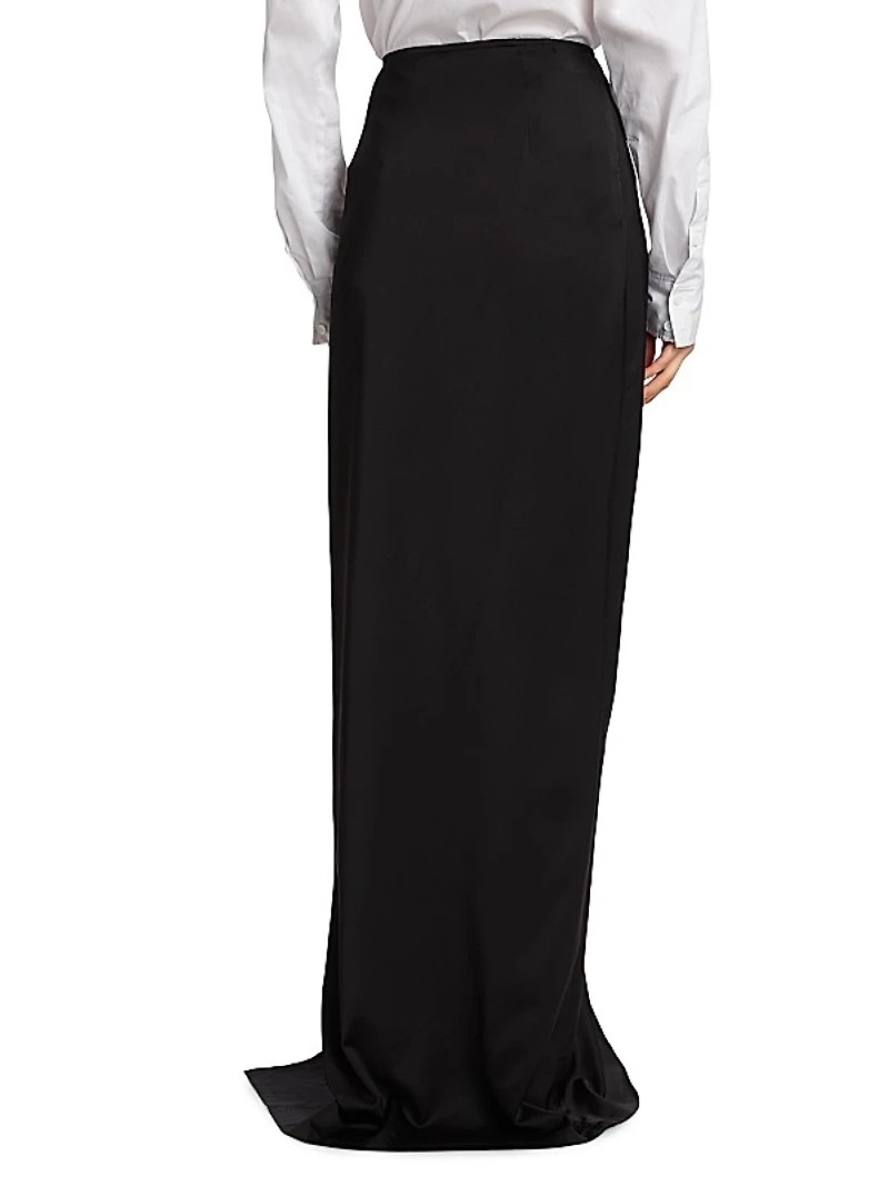 Draped Satin Maxi Skirt
