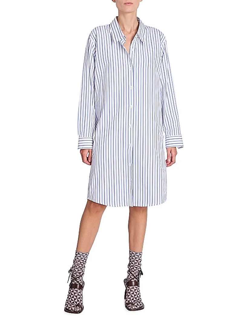 Dilana Striped Cotton Shirtdress