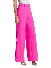 Mavis High-Waisted Wide-Leg Crepe Pants