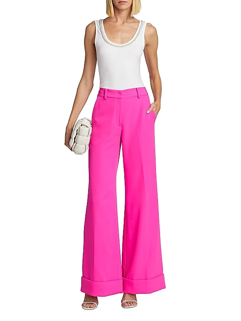 Mavis High-Waisted Wide-Leg Crepe Pants