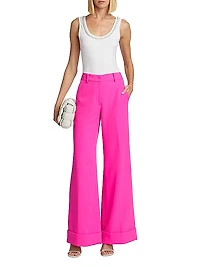 Mavis High-Waisted Wide-Leg Crepe Pants