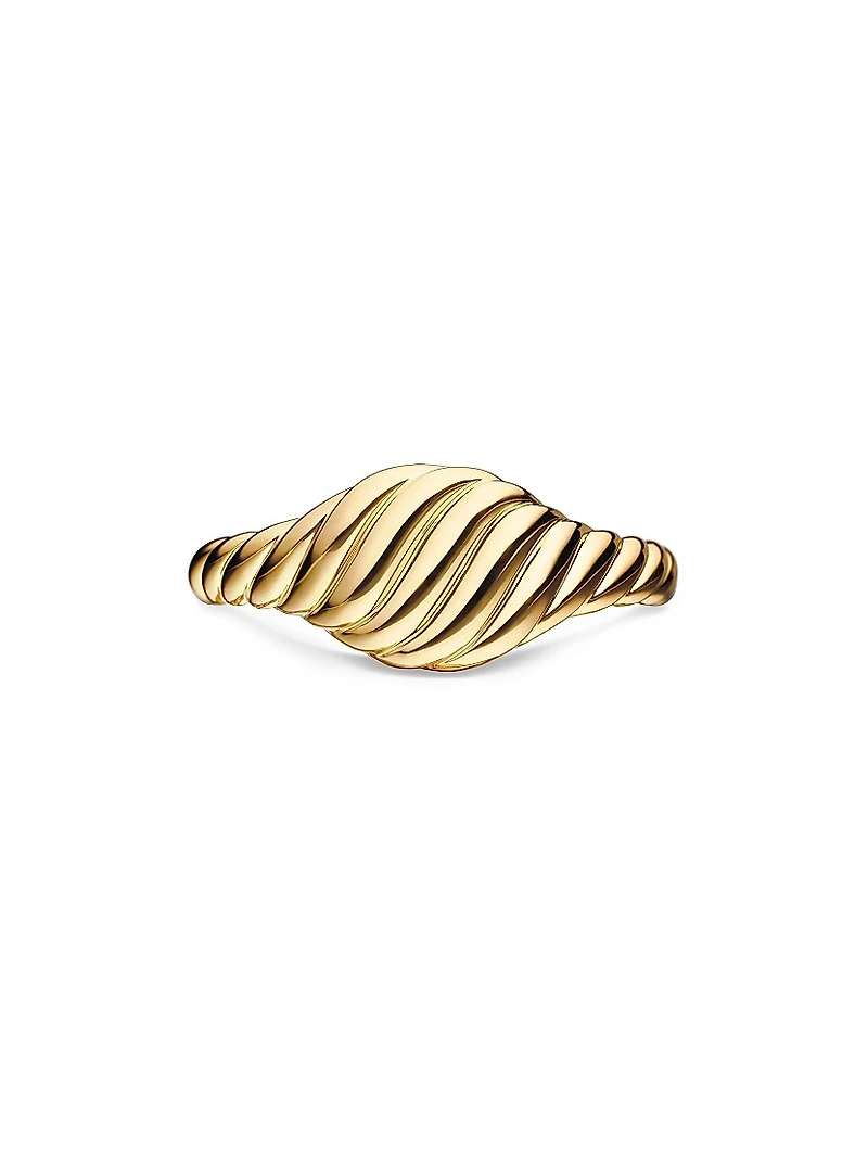 Sculpted Cable Micro Pinky Ring 18K Yellow Gold