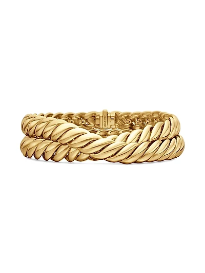 Sculpted Cable Double Wrap Bracelet 18K Yellow Gold