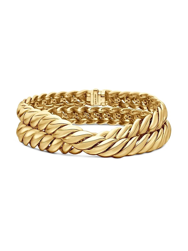 Sculpted Cable Double Wrap Bracelet 18K Yellow Gold