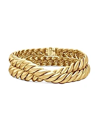 Sculpted Cable Double Wrap Bracelet 18K Yellow Gold