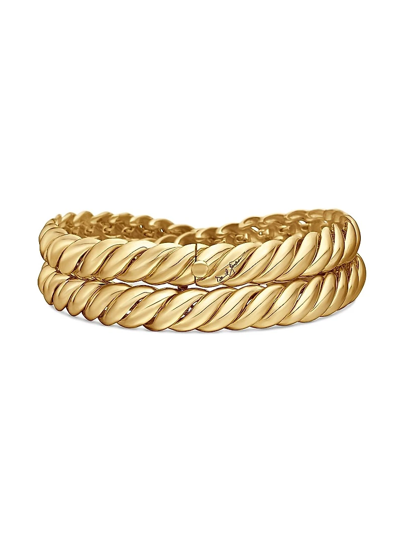 Sculpted Cable Double Wrap Bracelet 18K Yellow Gold
