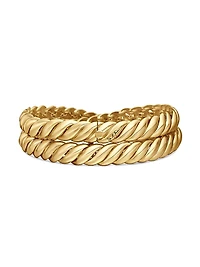Sculpted Cable Double Wrap Bracelet 18K Yellow Gold
