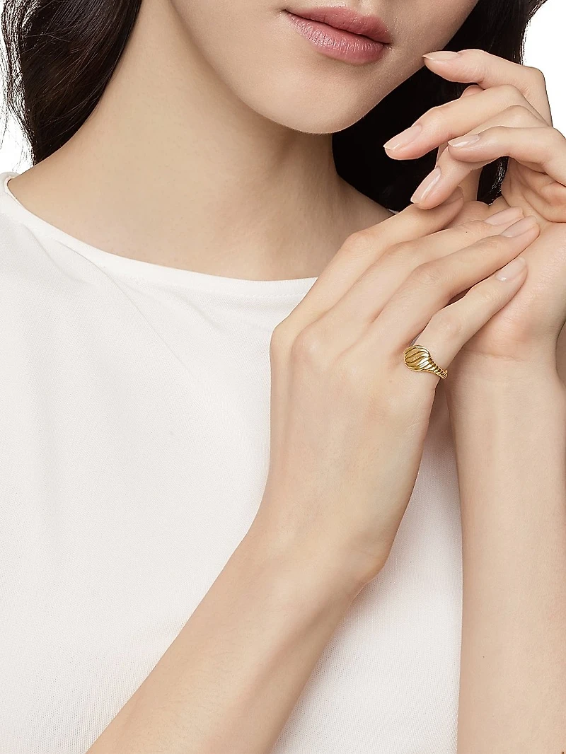 Sculpted Cable Pinky Ring 18K Yellow Gold