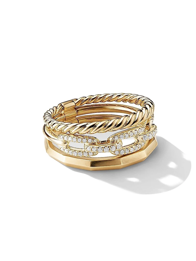 Stax Three Row Ring 18K Yellow Gold
