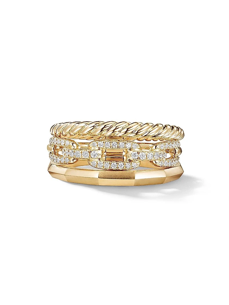 Stax Three Row Ring 18K Yellow Gold