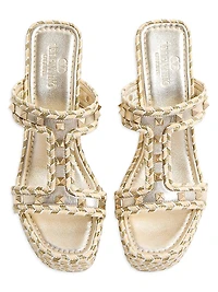 Rockstud Laminated Nappa Wedge Sandals 90MM