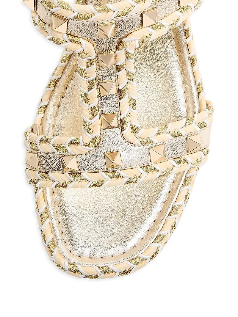 Rockstud Laminated Nappa Wedge Sandals 90MM