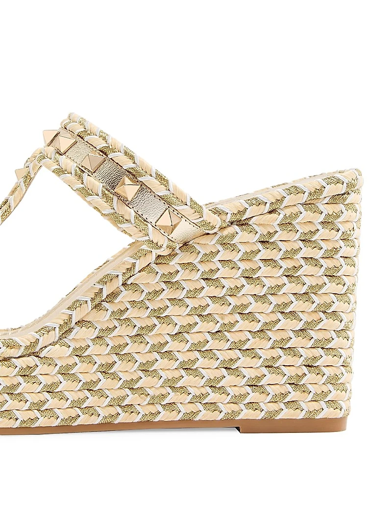 Rockstud Laminated Nappa Wedge Sandals 90MM