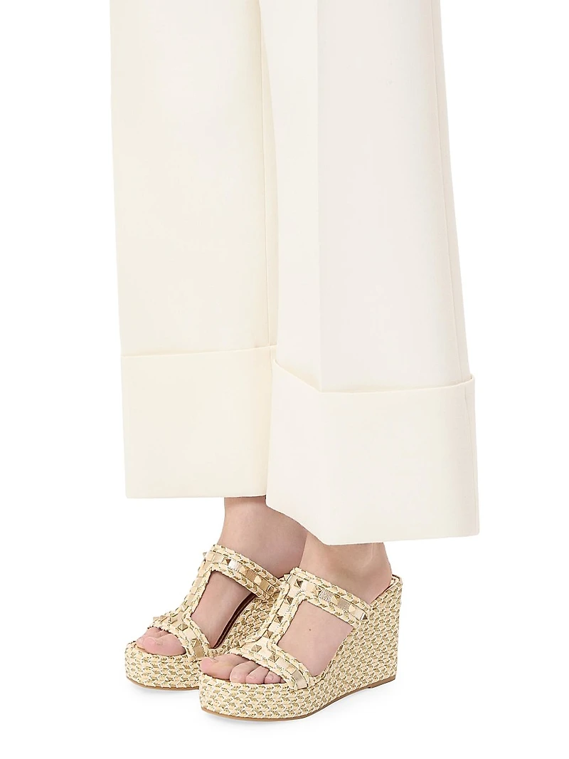 Rockstud Laminated Nappa Wedge Sandals 90MM