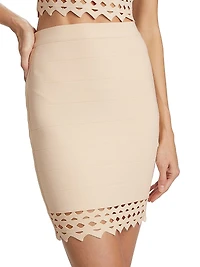 Laser-Cut Lace Miniskirt