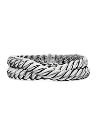 Sculpted Cable Double Wrap Bracelet Sterling Silver