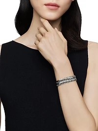 Sculpted Cable Double Wrap Bracelet Sterling Silver