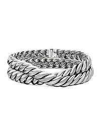 Sculpted Cable Double Wrap Bracelet Sterling Silver