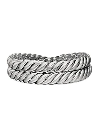 Sculpted Cable Double Wrap Bracelet Sterling Silver
