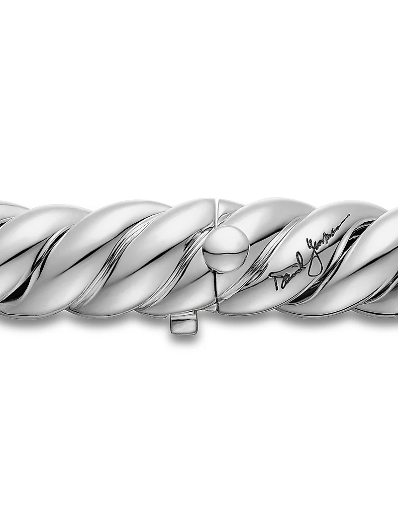 Sculpted Cable Double Wrap Bracelet Sterling Silver