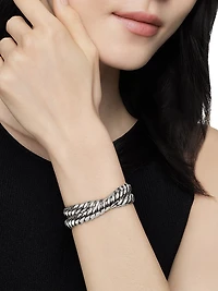 Sculpted Cable Double Wrap Bracelet Sterling Silver