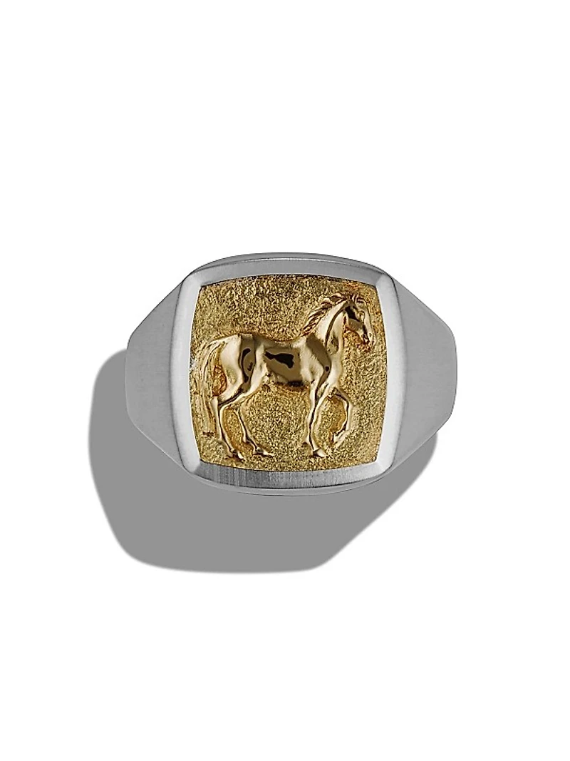 Petrvs Horse Pinky Ring in Sterling Silver