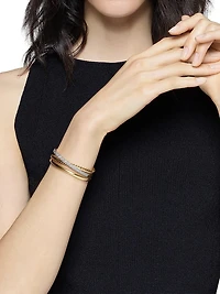 Pavé Crossover Three Row Cuff Bracelet 18K Yellow Gold