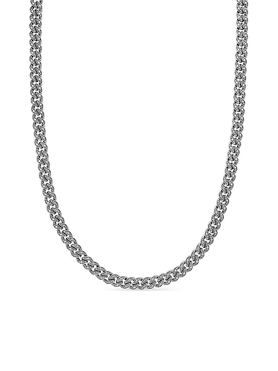 Curb Chain Necklace In Sterling Silver