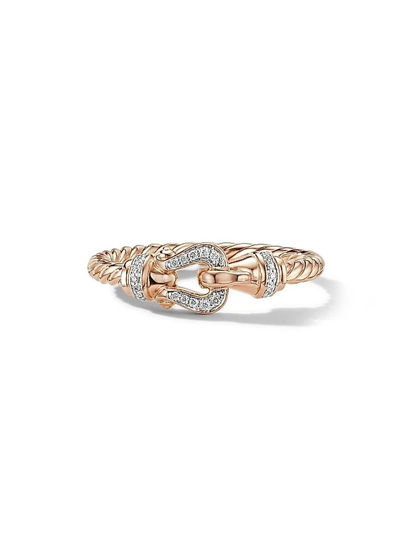 Petite Buckle Ring In 18K Rose Gold