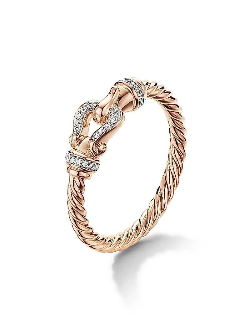 Petite Buckle Ring In 18K Rose Gold