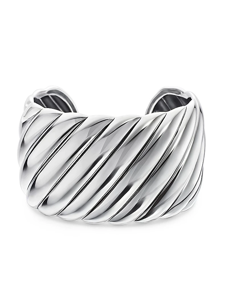 Sculpted Cable Cuff Bracelet In Sterling Silver