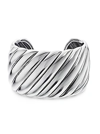 Sculpted Cable Cuff Bracelet In Sterling Silver