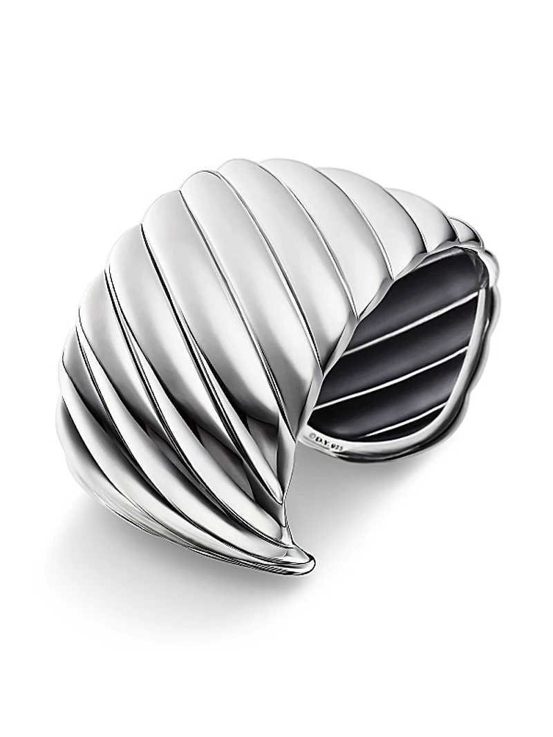 Sculpted Cable Cuff Bracelet In Sterling Silver
