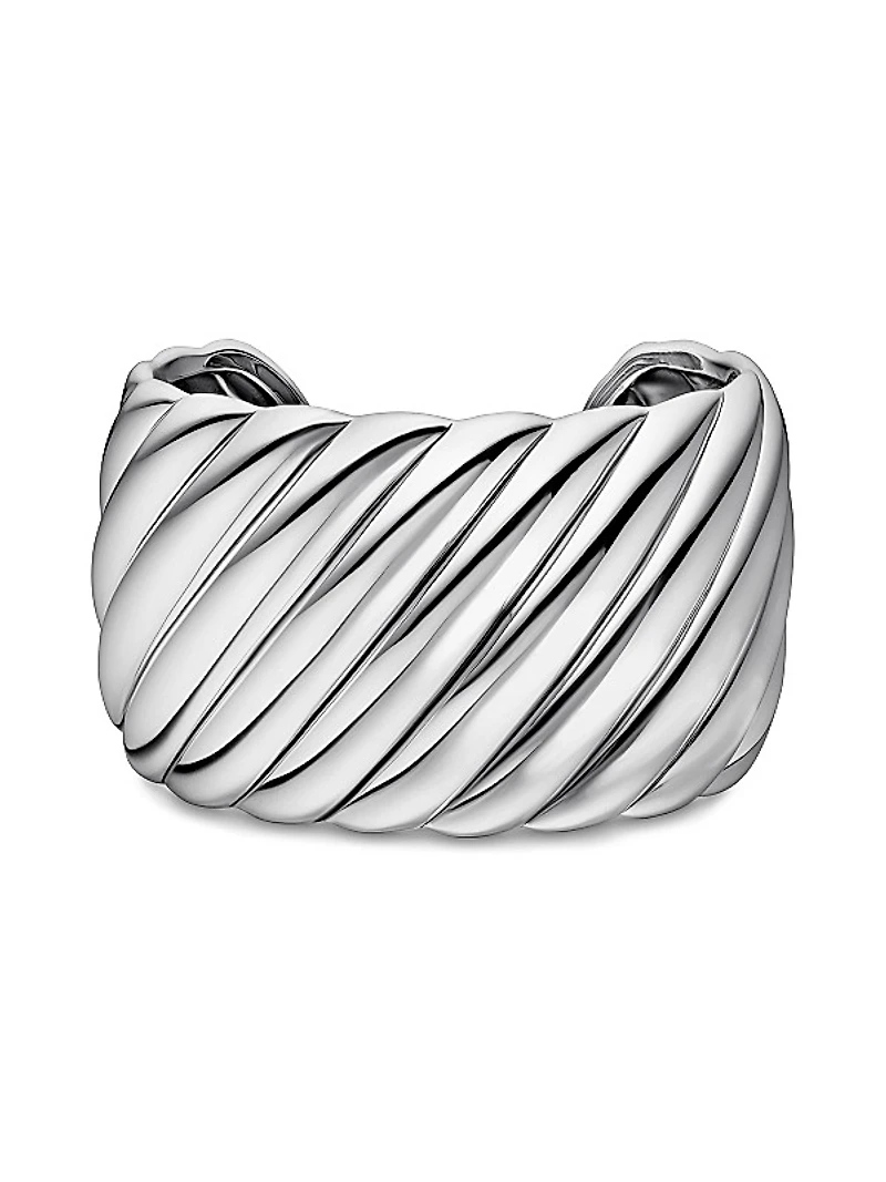 Sculpted Cable Cuff Bracelet In Sterling Silver