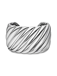 Sculpted Cable Cuff Bracelet In Sterling Silver