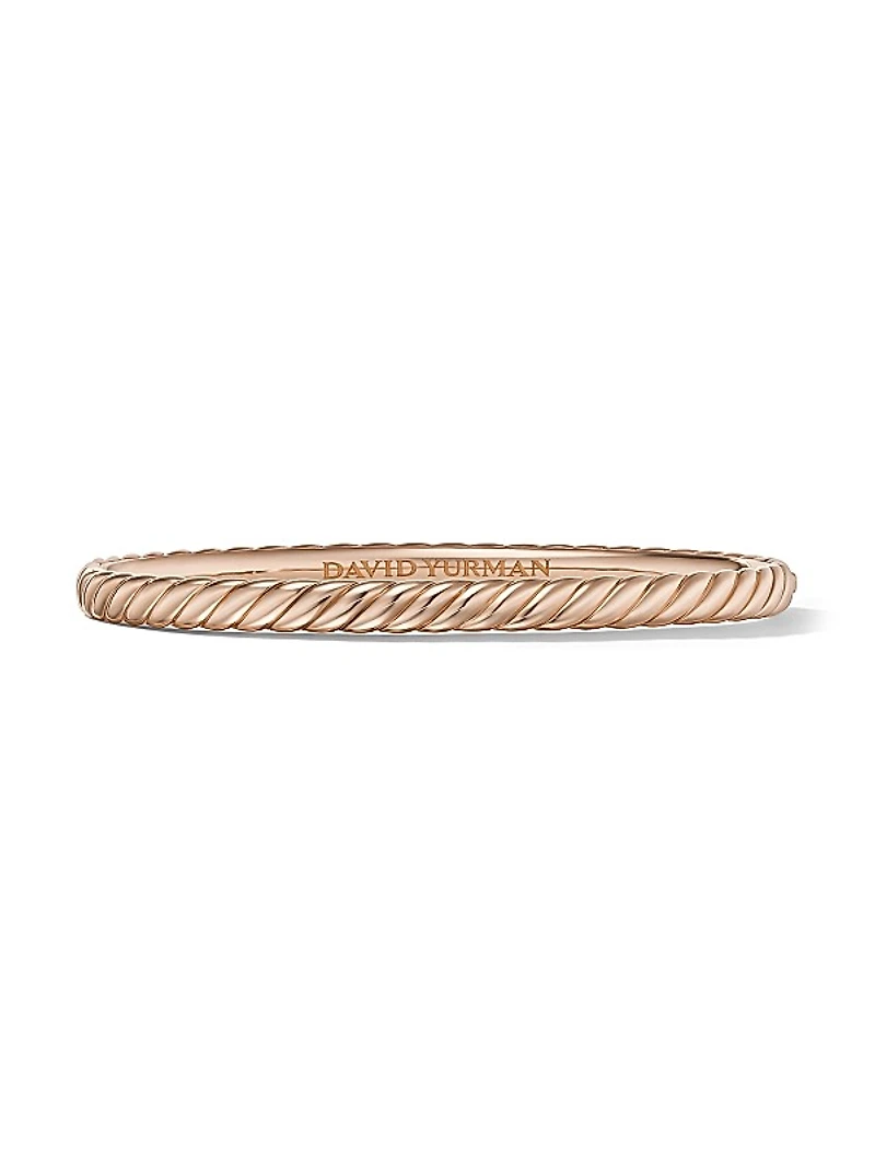 Sculpted Cable Bangle Bracelet in 18K Rose Gold, 4.6mm