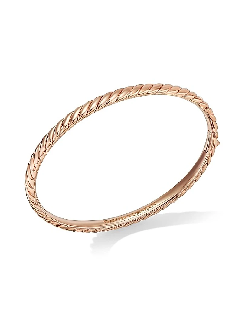 Sculpted Cable Bangle Bracelet in 18K Rose Gold, 4.6mm