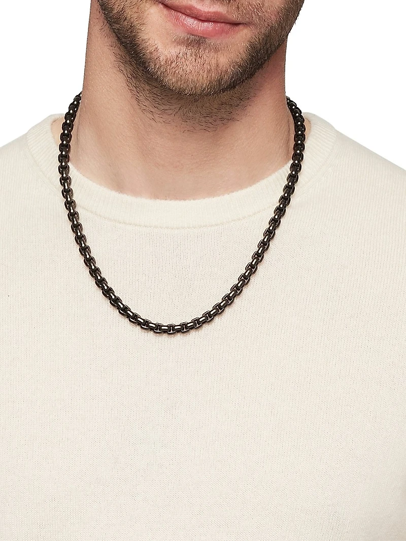 Box Chain Necklace Stainless Steel and Sterling Silver