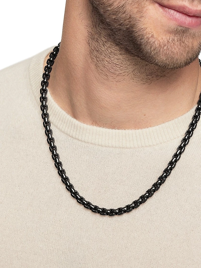 Box Chain Necklace Stainless Steel and Sterling Silver