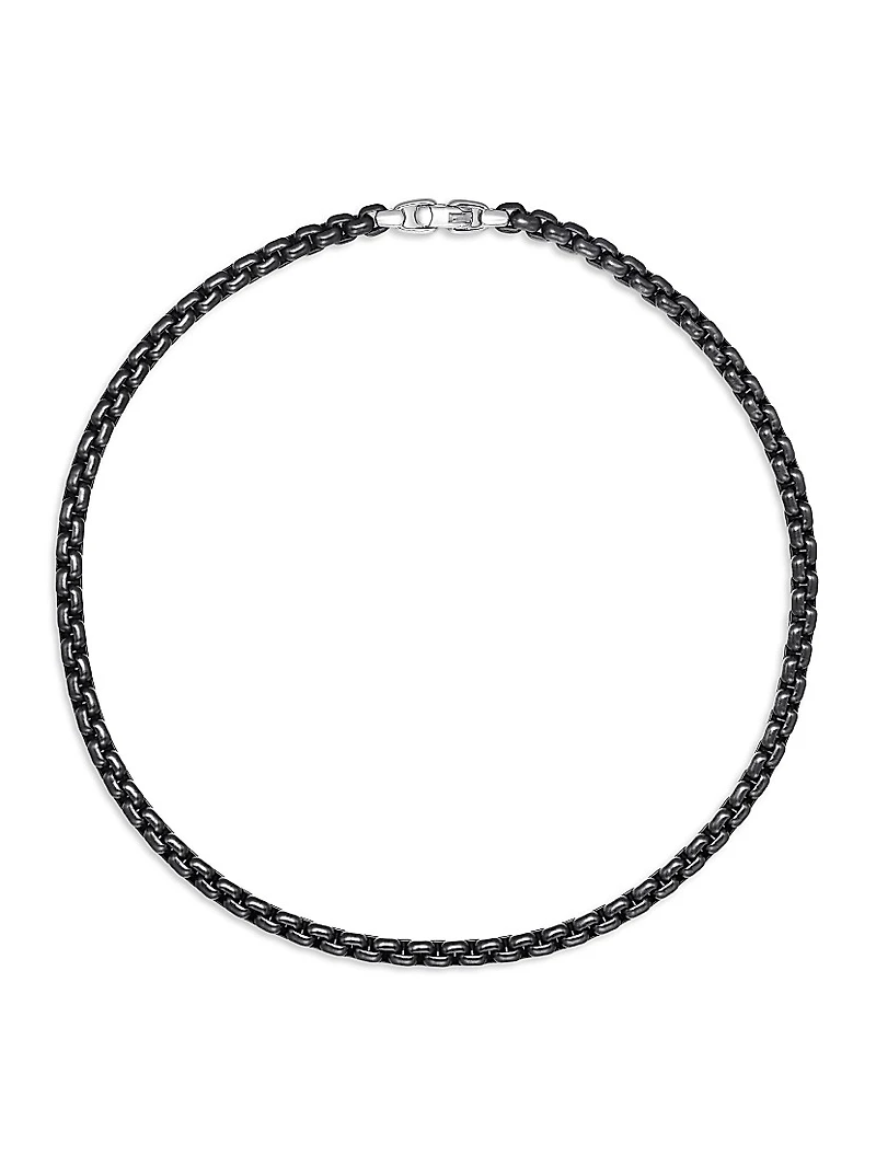 Box Chain Necklace Stainless Steel and Sterling Silver